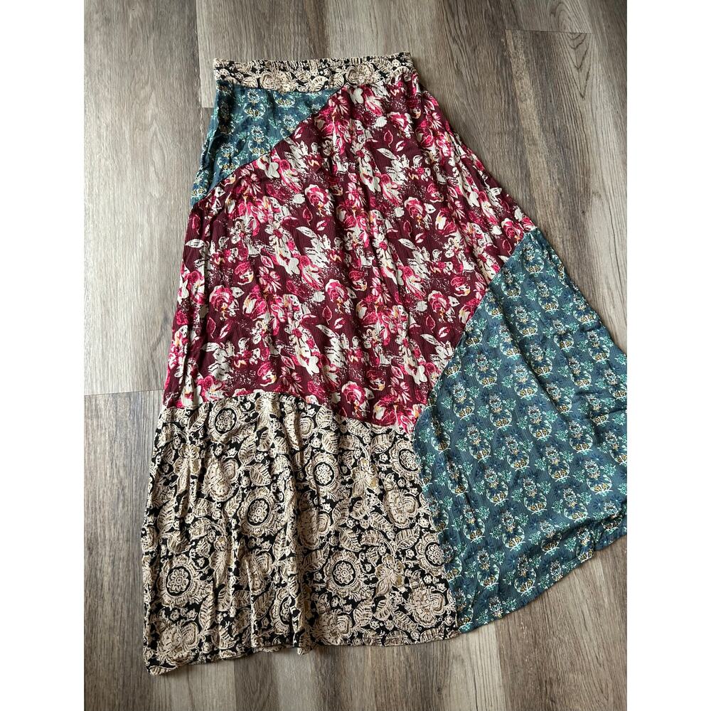 Natural Life Patchwork MaxiSkirt Floral Boho Hippie Flowy festival cottage indie - Picture 4 of 14